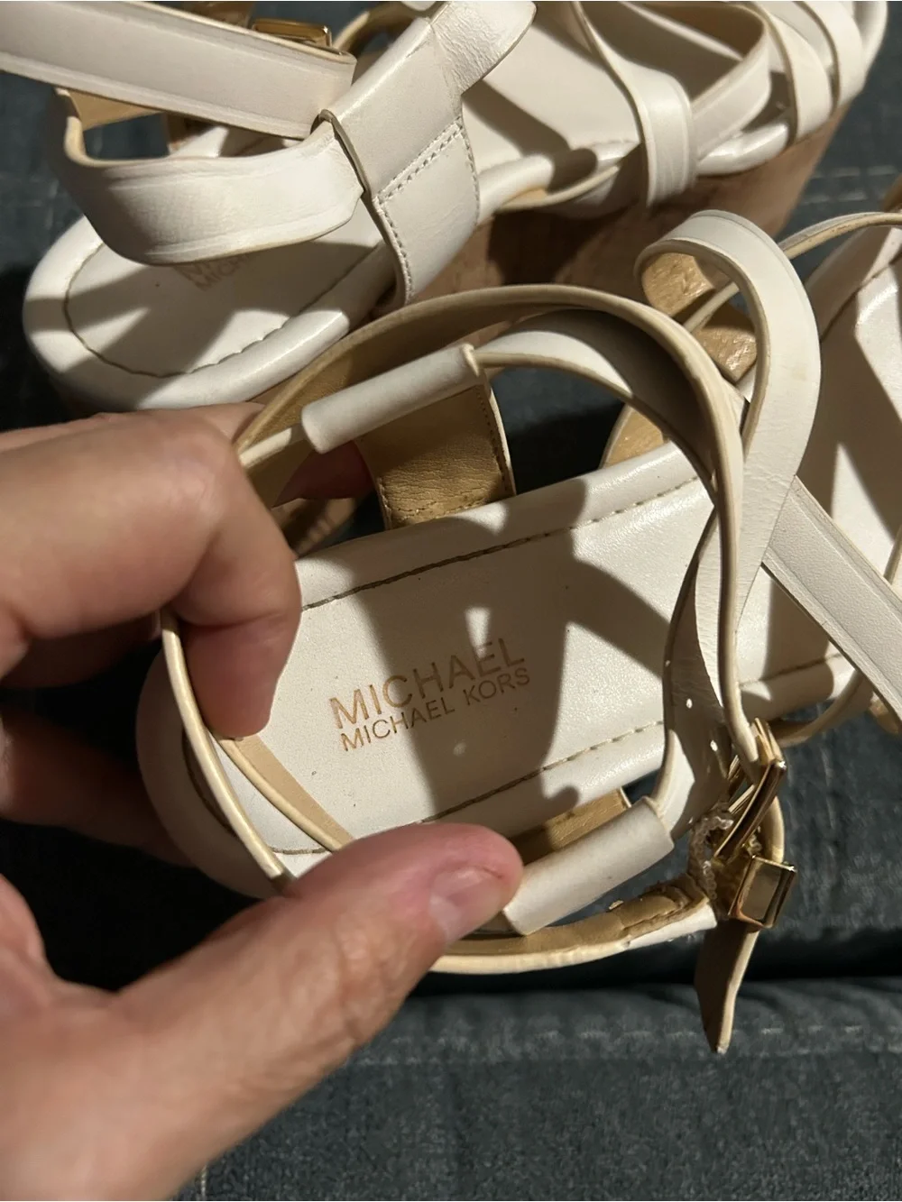 Michael Kors Cream Strappy Cork Platform Sandals